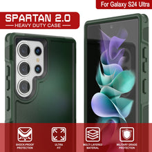 Charger l&#39;image dans la galerie, Étui PunkCase pour Galaxy S24 Ultra, Série Spartan 2.0, Coque Robuste Transparente [Vert Foncé]
