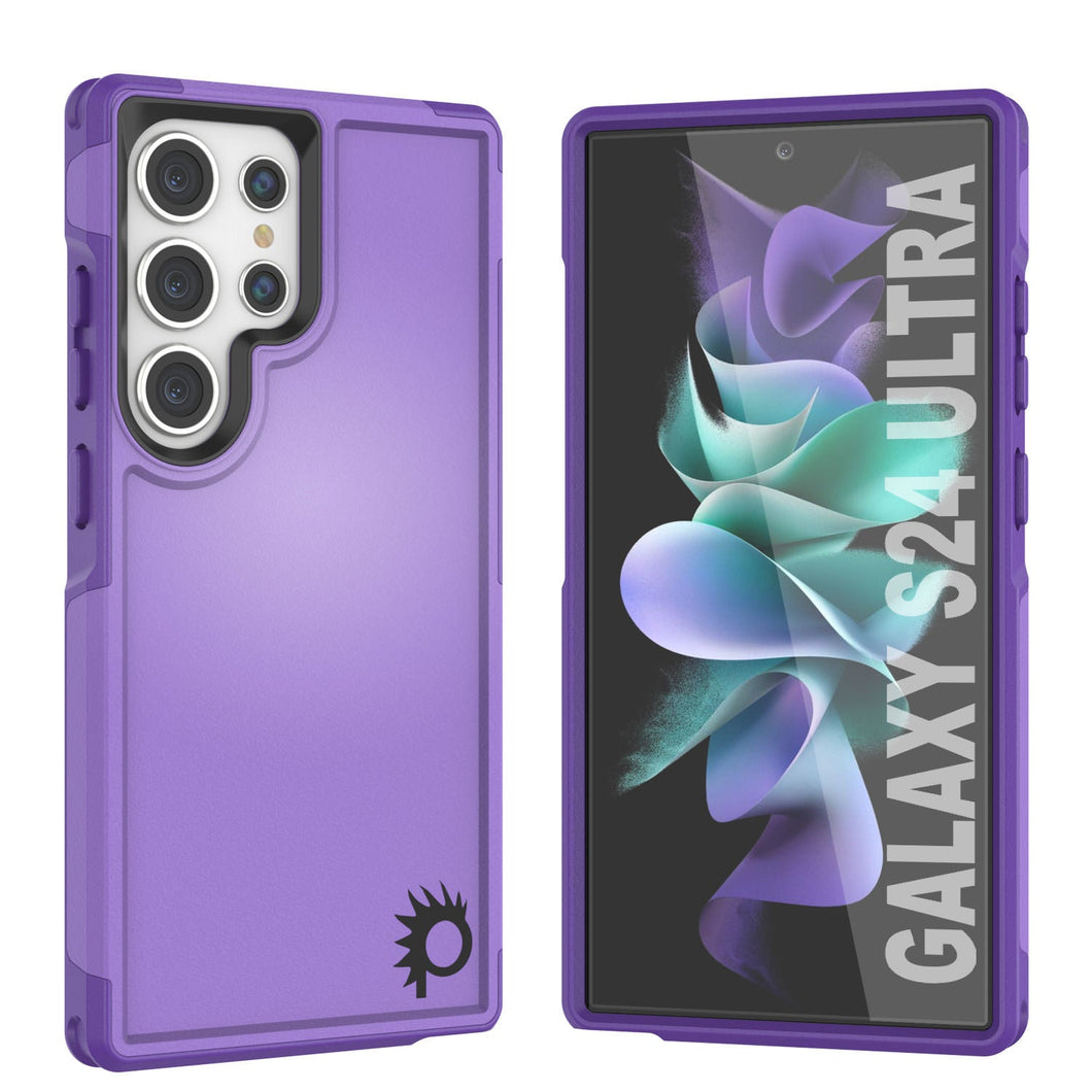 Étui PunkCase Galaxy S24 Ultra, série Spartan 2.0, couverture robuste transparente [violet].