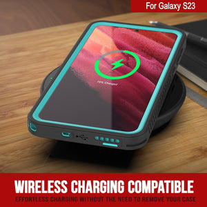 Coque de protection pour écran Galaxy S23 FE étanche/résistance aux chocs et à la neige [série extrême] [bleu sarcelle]