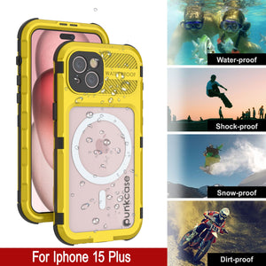 iPhone 15 Plus Série Metal Extreme 2.0 Boîtier en Aluminium plaqué IP68 Avec Protecteur d'écran intégré [Jaune]