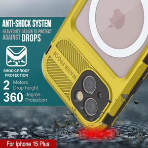iPhone 15 Plus Série Metal Extreme 2.0 Boîtier en Aluminium plaqué IP68 Avec Protecteur d'écran intégré [Jaune]
