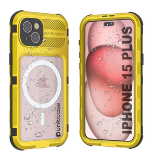 iPhone 15 Plus Série Metal Extreme 2.0 Boîtier en Aluminium plaqué IP68 Avec Protecteur d'écran intégré [Jaune]