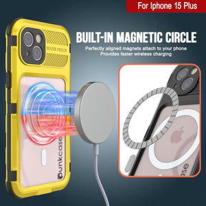 iPhone 15 Plus Série Metal Extreme 2.0 Boîtier en Aluminium plaqué IP68 Avec Protecteur d'écran intégré [Jaune]
