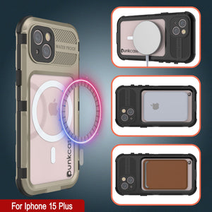 iPhone 15 Plus Série Métal Extrême 2.0 Coque en Aluminium prévisionné IP68 avec Protecteur d'Écran Intégré [Or]