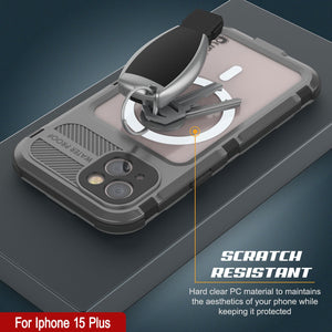 Coque étanche en aluminium de la série iPhone 15 Plus Metal Extreme 2.0, avec protection intégrée d'écran IP68 [Argent].