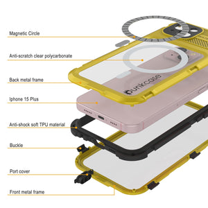 iPhone 15 Plus Série Metal Extreme 2.0 Boîtier en Aluminium plaqué IP68 Avec Protecteur d'écran intégré [Jaune]