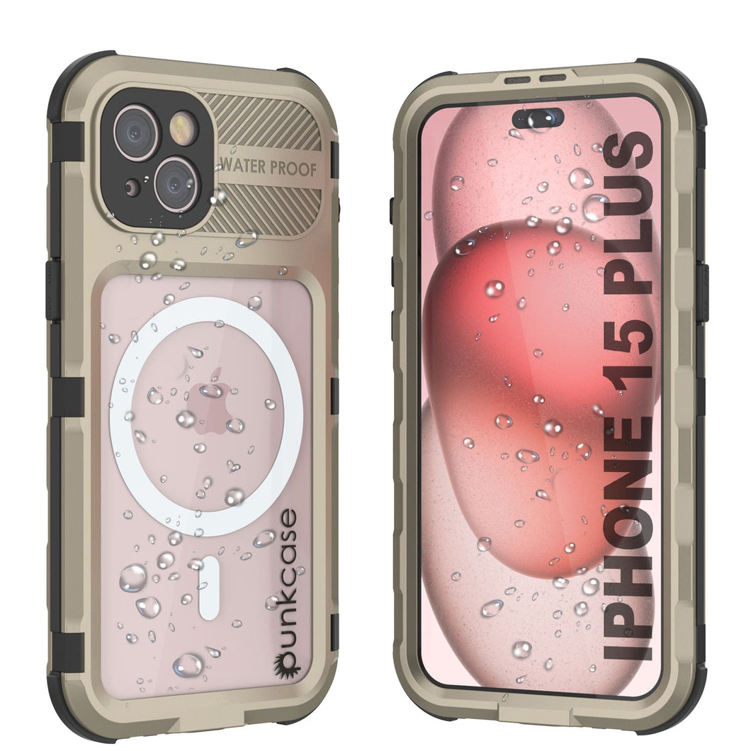 iPhone 15 Plus Série Métal Extrême 2.0 Coque en Aluminium prévisionné IP68 avec Protecteur d'Écran Intégré [Or]