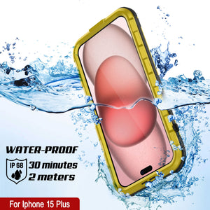iPhone 15 Plus Série Metal Extreme 2.0 Boîtier en Aluminium plaqué IP68 Avec Protecteur d'écran intégré [Jaune]