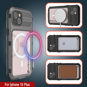 Coque étanche en aluminium de la série iPhone 15 Plus Metal Extreme 2.0, avec protection intégrée d'écran IP68 [Argent].