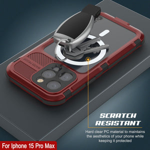 Coque étanche en aluminium de la série iPhone 15 Pro Max Metal Extreme 2.0 avec protection d'écran intégrée IP68 [Rouge-Noir]