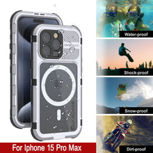 Charger l&#39;image dans la galerie, Coque étanche en aluminium de la série Metal Extreme 2.0 pour iPhone 15 Pro Max avec protecteur d&#39;écran intégré [blanc].
