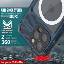 Charger l&#39;image dans la galerie, Coque étanche en aluminium de la série iPhone 15 Pro Max Metal Extreme 2.0 avec protecteur d&#39;écran intégré IP68 [Bleu].
