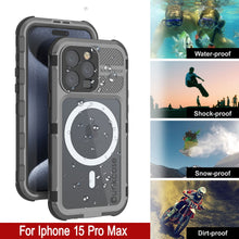 Charger l&#39;image dans la galerie, Coque étanche en aluminium de la série Metal Extreme 2.0 pour iPhone 15 Pro Max avec protecteur d&#39;écran intégré [Argent]
