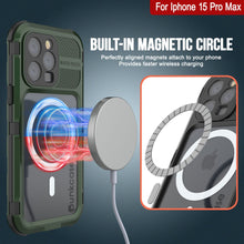 Charger l&#39;image dans la galerie, Coque étanche en aluminium de la série iPhone 15 Pro Max Metal Extreme 2.0 IP68 avec protecteur d&#39;écran intégré [Vert foncé]
