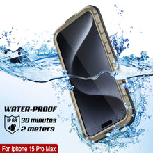 Load image into Gallery viewer, Coque en aluminium série Metal Extreme 2.0 pour iPhone 15 Pro Max, étanche IP68 avec protecteur d&#39;écran intégré [Or]
