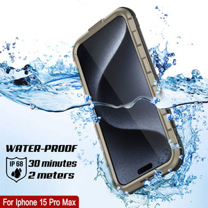 Coque en aluminium série Metal Extreme 2.0 pour iPhone 15 Pro Max, étanche IP68 avec protecteur d'écran intégré [Or]