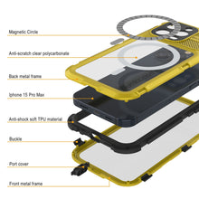Charger l&#39;image dans la galerie, Étui étanche en aluminium série Metal Extreme 2.0 pour iPhone 15 Pro Max avec protecteur d&#39;écran intégré [Jaune] IP68
