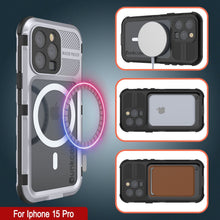 Charger l&#39;image dans la galerie, iPhone 15 Pro Série Métal Extreme 2.0 Étui en Aluminium plaqué IP68 avec Protecteur d&#39;Écran Intégré [Blanc]
