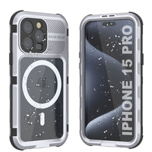 Charger l&#39;image dans la galerie, iPhone 15 Pro Série Métal Extreme 2.0 Étui en Aluminium plaqué IP68 avec Protecteur d&#39;Écran Intégré [Blanc]
