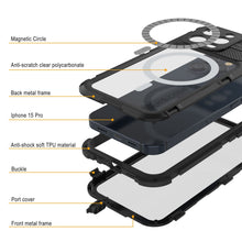 Charger l&#39;image dans la galerie, Coque étanche en aluminium de la série Metal Extreme 2.0 pour iPhone 15 Pro avec protecteur d&#39;écran intégré [Noir]
