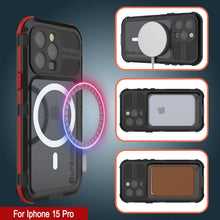 Charger l&#39;image dans la galerie, Coque étanche en aluminium série iPhone 15 Pro Metal Extreme 2.0 avec protection d&#39;écran intégrée IP68 [Noir-Rouge]
