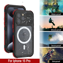 Charger l&#39;image dans la galerie, Coque étanche en aluminium série iPhone 15 Pro Metal Extreme 2.0 avec protection d&#39;écran intégrée IP68 [Noir-Rouge]
