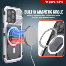 Charger l&#39;image dans la galerie, iPhone 15 Pro Série Métal Extreme 2.0 Étui en Aluminium plaqué IP68 avec Protecteur d&#39;Écran Intégré [Blanc]
