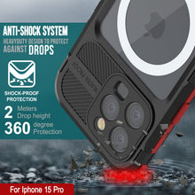 Charger l&#39;image dans la galerie, Coque étanche en aluminium série iPhone 15 Pro Metal Extreme 2.0 avec protection d&#39;écran intégrée IP68 [Noir-Rouge]
