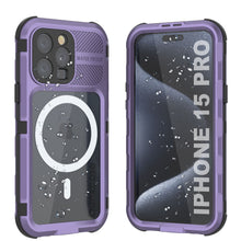 Charger l&#39;image dans la galerie, Coque étanche en aluminium de la série Metal Extreme 2.0 pour iPhone 15 Pro avec protecteur d&#39;écran intégré, couleur violette. IP68.
