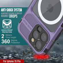Charger l&#39;image dans la galerie, Coque étanche en aluminium de la série Metal Extreme 2.0 pour iPhone 15 Pro avec protecteur d&#39;écran intégré, couleur violette. IP68.
