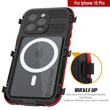 Charger l&#39;image dans la galerie, Coque étanche en aluminium série iPhone 15 Pro Metal Extreme 2.0 avec protection d&#39;écran intégrée IP68 [Noir-Rouge]
