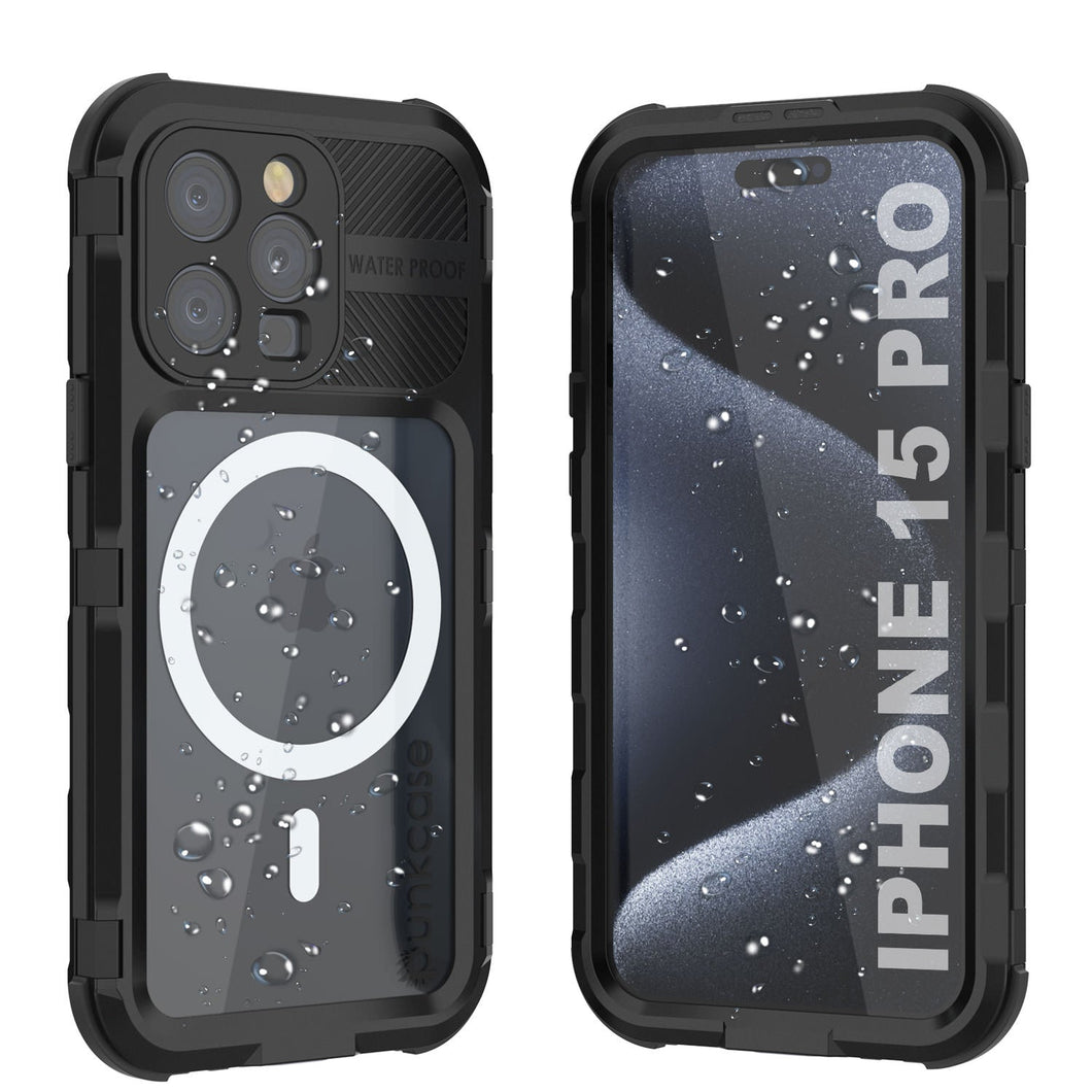 Coque étanche en aluminium de la série Metal Extreme 2.0 pour iPhone 15 Pro avec protecteur d'écran intégré [Noir]