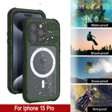 Charger l&#39;image dans la galerie, iPhone 15 Pro Série Métal Extrême 2.0 Coque en Aluminium plaqué IP68 avec Protecteur d&#39;Écran intégré [Vert foncé]
