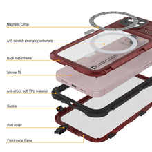 Charger l&#39;image dans la galerie, iPhone 15 Série Métal Extrême 2.0 Coque en Aluminium plaqué IP68 avec Protecteur d&#39;Écran intégré [Rouge-Noir]
