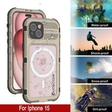 Load image into Gallery viewer, Coque étanche en aluminium de la série iPhone 15 Metal Extreme 2.0 avec protection d&#39;écran intégrée IP68 [Or]
