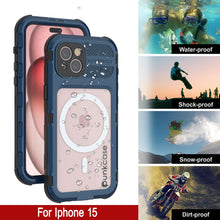 Load image into Gallery viewer, Coque étanche en aluminium de la série iPhone 15 Metal Extreme 2.0 IP68 avec protecteur d&#39;écran intégré [Bleu]
