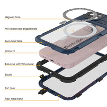 Load image into Gallery viewer, Coque étanche en aluminium de la série iPhone 15 Metal Extreme 2.0 IP68 avec protecteur d&#39;écran intégré [Bleu]
