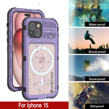 Load image into Gallery viewer, iPhone 15 Série Métal Extrême 2.0 Coque en Aluminium Étanche IP68 Avec Protecteur d&#39;Écran Intégré [Violet]

