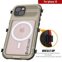 Load image into Gallery viewer, Coque étanche en aluminium de la série iPhone 15 Metal Extreme 2.0 avec protection d&#39;écran intégrée IP68 [Or]
