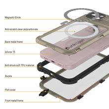 Load image into Gallery viewer, Coque étanche en aluminium de la série iPhone 15 Metal Extreme 2.0 avec protection d&#39;écran intégrée IP68 [Or]

