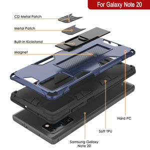 Punkcase Coque Note 20 [Série ArmorShield] Coque de protection militaire à double couche style marine-bleu.