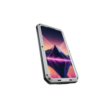 Load image into Gallery viewer, Étui en métal Galaxy S24, Coque blindée de qualité militaire résistant aux chocs, Corps complet rigide, Argenté.

